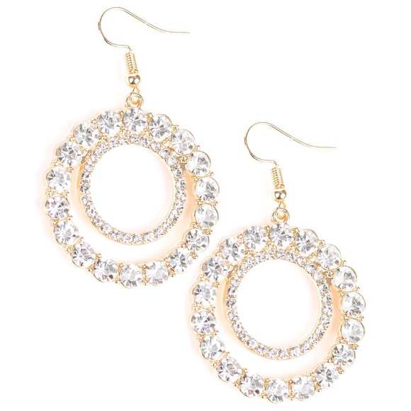 NWT Boutique Gold & Silver Rhinestone Diamond Earrings - Fashion Jewelry - Picture 2 of 2